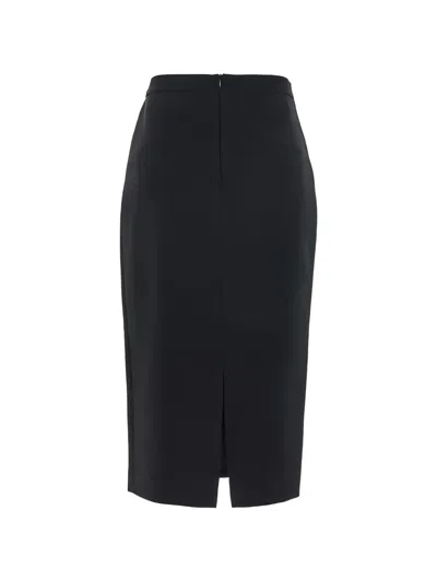 Max Mara Tailored Midi Skirt In Smooth Triacetate In Black