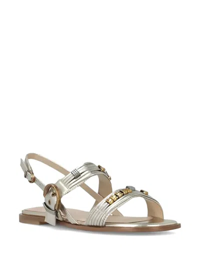 Pinko Silver Tone Bead Embellishment Shoes In Silver