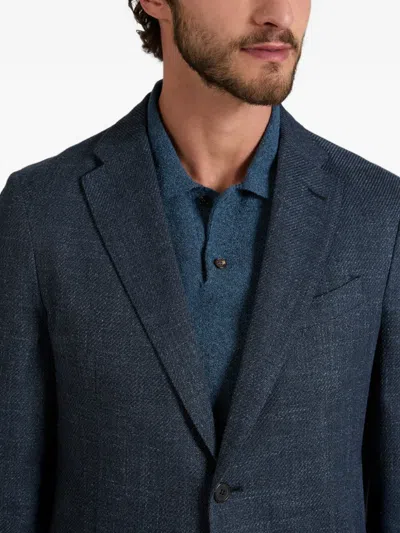 Slowear Mélange-effect Blazer In Blue