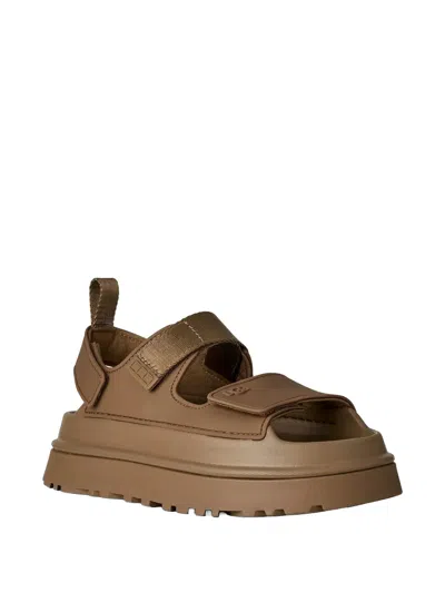 Ugg Rubber Sandals With Embossed Logo In Brown