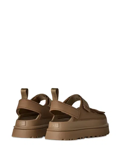 Ugg Rubber Sandals With Embossed Logo In Brown