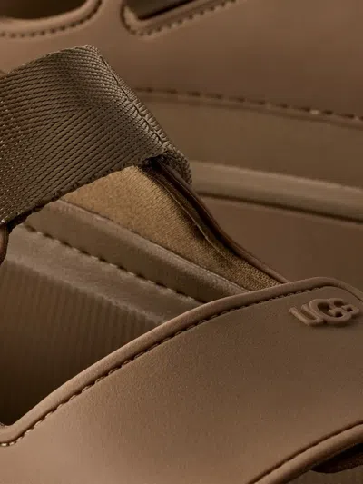 Ugg Rubber Sandals With Embossed Logo In Brown