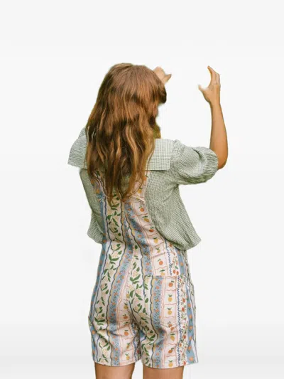 Favorite People Fruit-pattern Adjustable Playsuits In Blue