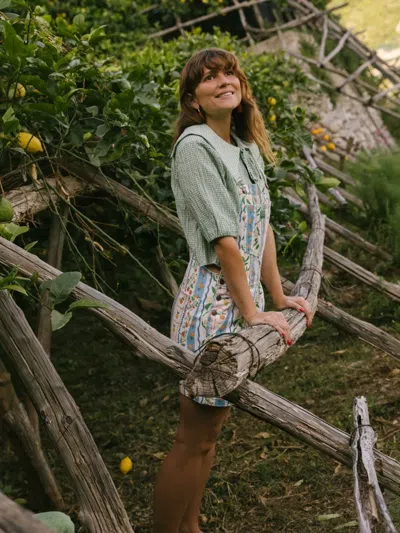 Favorite People Fruit-pattern Adjustable Playsuits In Blue