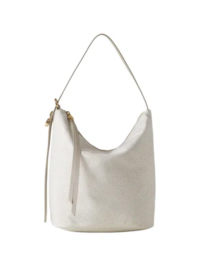 Borbonese Medium Prive Shoulder Bag In Neutral