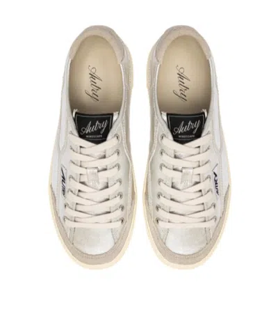 Autry Windscape Low Silver Canvas Suede Cow Leather Rubber Sneakers In Gray