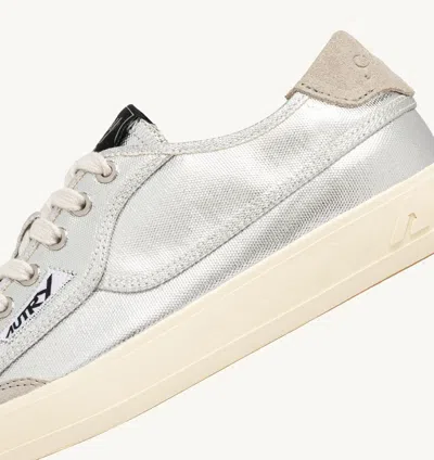 Autry Windscape Low Silver Canvas Suede Cow Leather Rubber Sneakers In Gray