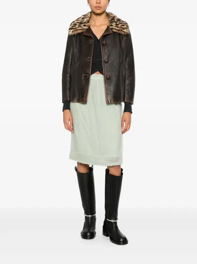 Prada Button-fastening Jacket In Brown