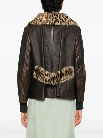 Prada Button-fastening Jacket In Brown