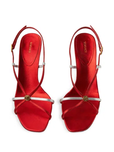 Versace Metallic Button Strap Sandals In Multi