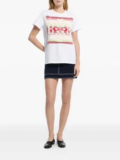 Barrie Striped Logo-patch T-shirt In White