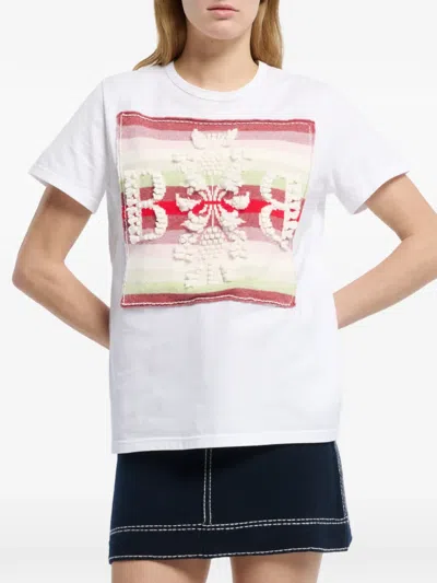 Barrie Striped Logo-patch T-shirt In White