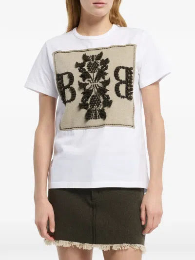 Barrie Cashmere-patch T-shirt In White