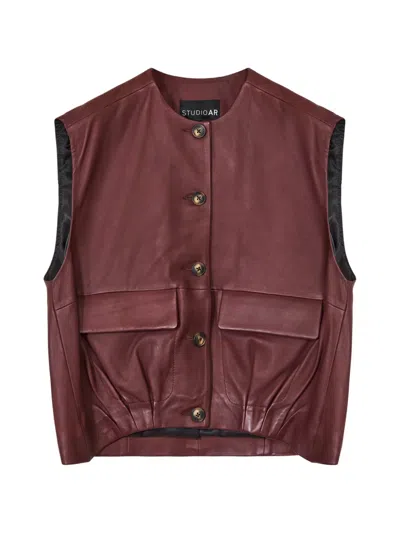 Studio Ar Button Pocket Jacket In Burgundy