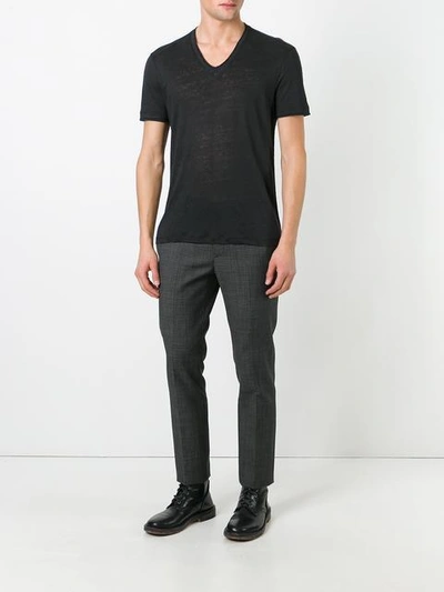 Shop John Varvatos V-neck Jersey T-shirt In Black