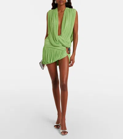 Christopher Esber Ripple Draped Jersey Top In Green