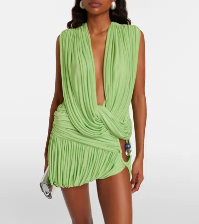 Christopher Esber Ripple Draped Jersey Top In Green
