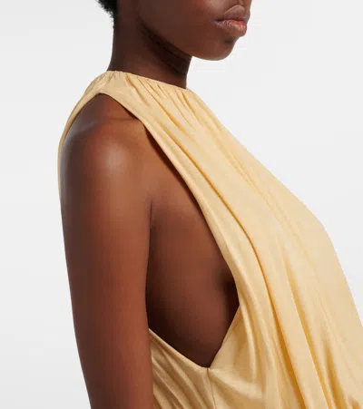 Totême Soft Gathered Halter Midi Bubble Dress In Yellow