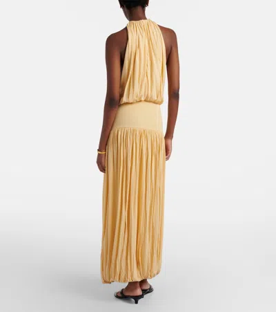 Totême Soft Gathered Halter Midi Bubble Dress In Yellow