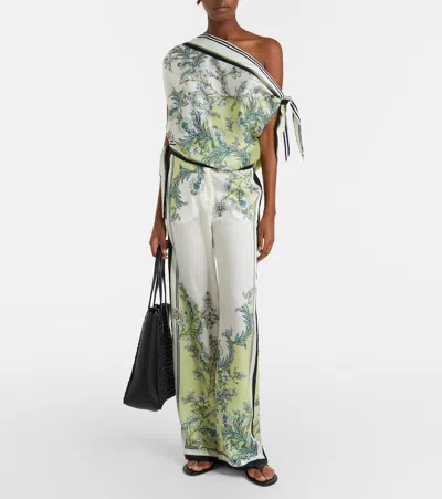 Veronica Beard Grigore High Waist Wide Leg Floral Print Pants In Multi