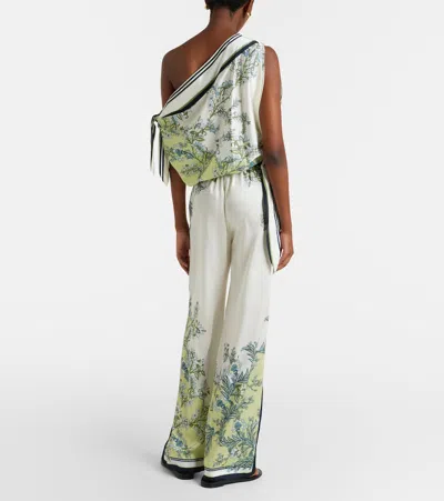Veronica Beard Grigore High Waist Wide Leg Floral Print Pants In Multi