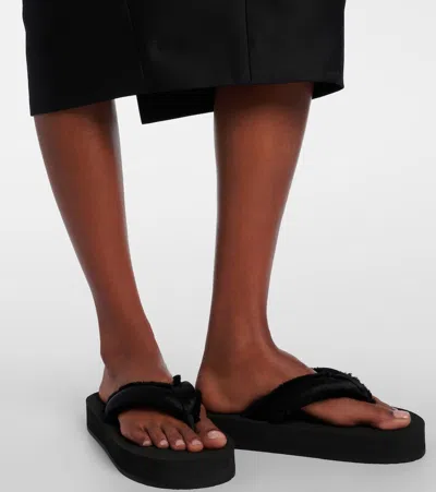 Balenciaga Fringed Strap Logo Embroidered Sandals For Women In Black