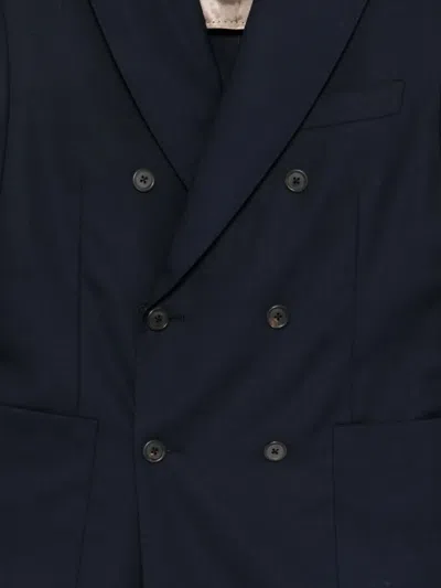 Corneliani Double-breasted Suit With Buttons In Blue