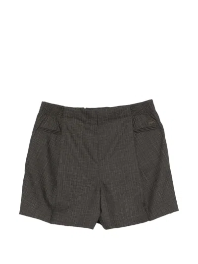 Lacoste Pleated Check-pattern Shorts In Black