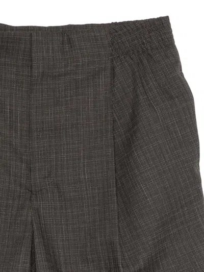 Lacoste Pleated Check-pattern Shorts In Black