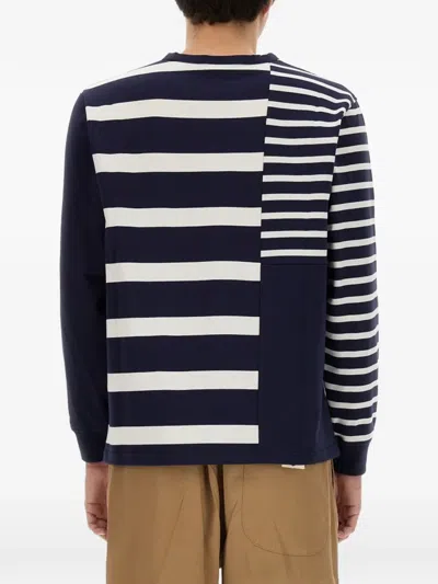 Umbro X Ymc Striped Patchwork T-shirt In Blue