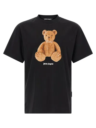 Palm Angels Cotton Crew Neck T Shirt Teddy Bear In Black