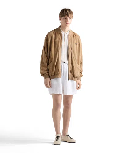 Prada Suede Bomber Jacket In Brown