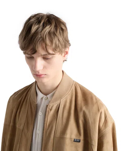 Prada Suede Bomber Jacket In Brown