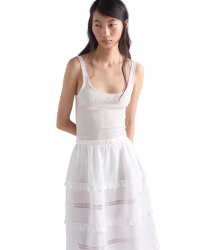 Prada Ribbed Cotton Top In Pattern