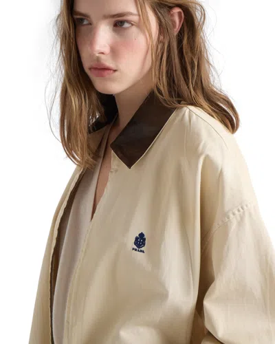 Prada Embroidered Garment-dyed Old Gabardine Blouson Jacket In Blue
