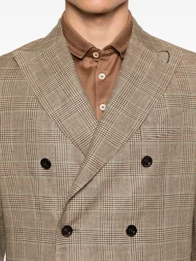 Boglioli Check-pattern Double-breasted Blazer In Brown