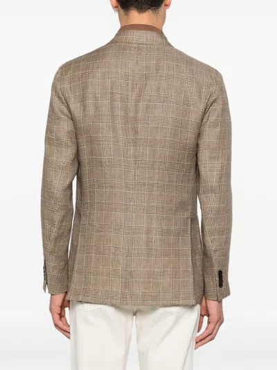 Boglioli Check-pattern Double-breasted Blazer In Brown