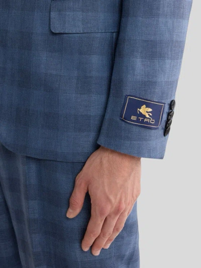 Etro Checked Blazer In Blue