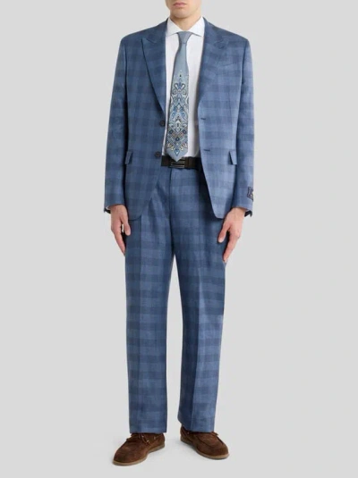 Etro Checked Blazer In Blue
