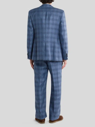 Etro Checked Blazer In Blue