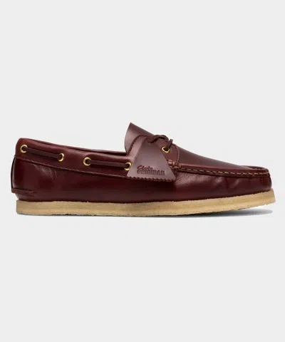 Clarks Godney Boat Shoe In Brown In Burgundy