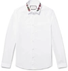 GUCCI Slim-Fit Floral-Embroidered Cotton-Poplin Shirt