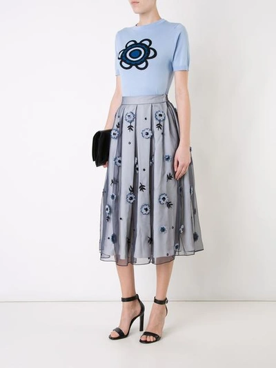 Shop Holly Fulton Flower Embellished Pleated Skirt - Grey