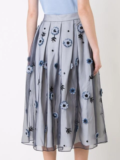 Shop Holly Fulton Flower Embellished Pleated Skirt - Grey
