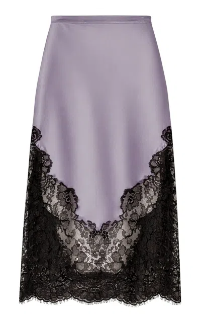 Fleur Du Mal Juliet Lace And Silk Skirt Lavender Smoke In Purple