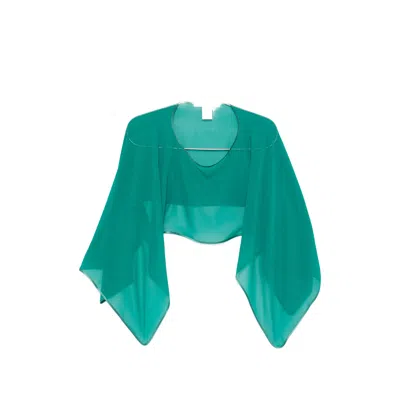 De Santis Green Silk Cape In Green