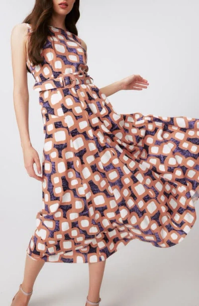 Diane Von Furstenberg Elliott Abstract Print Sleeveless Midi Dress In Multi