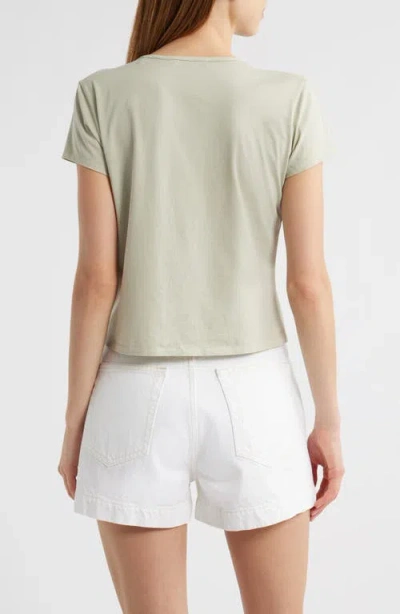 Frame Gathered Cotton Blend T-shirt In Green