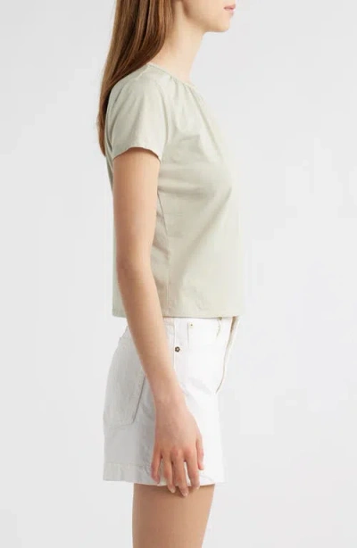 Frame Gathered Cotton Blend T-shirt In Green
