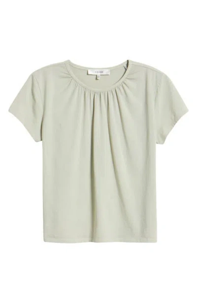 Frame Gathered Cotton Blend T-shirt In Green